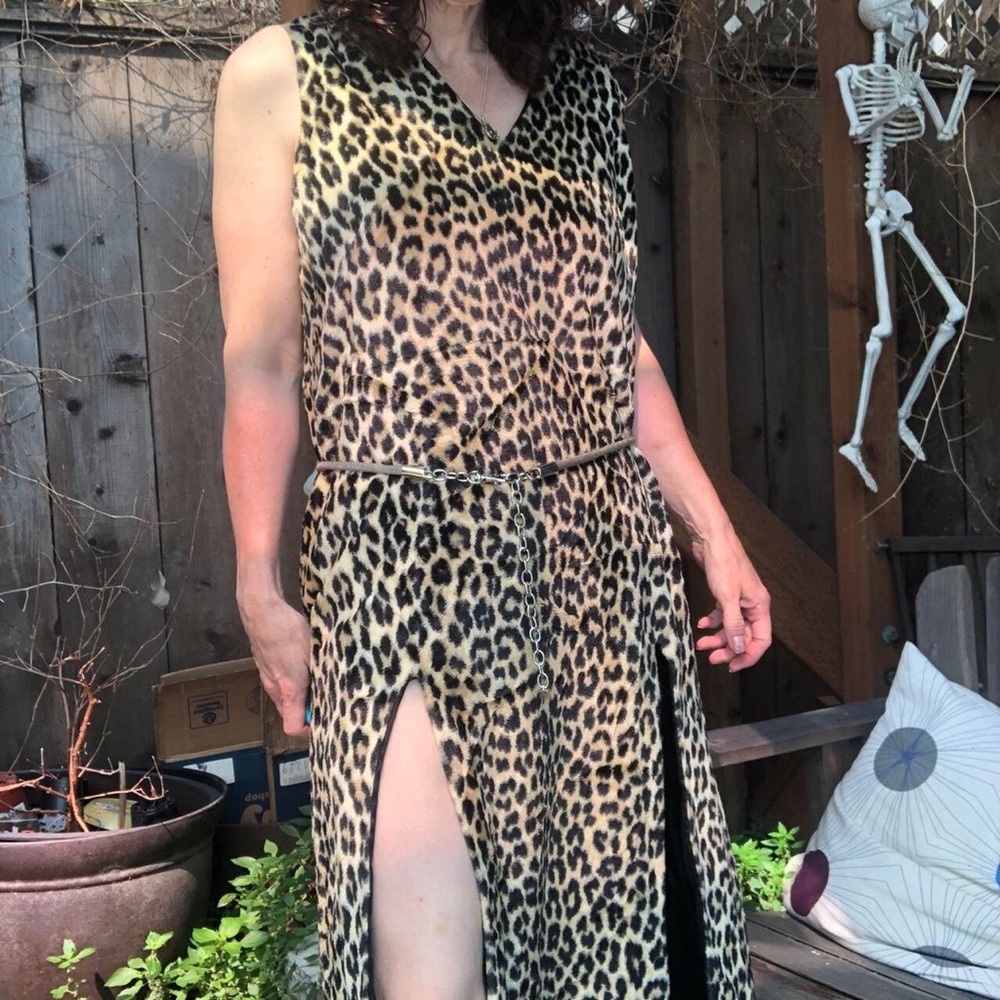 Vintage e faux fur leopard maxi dress